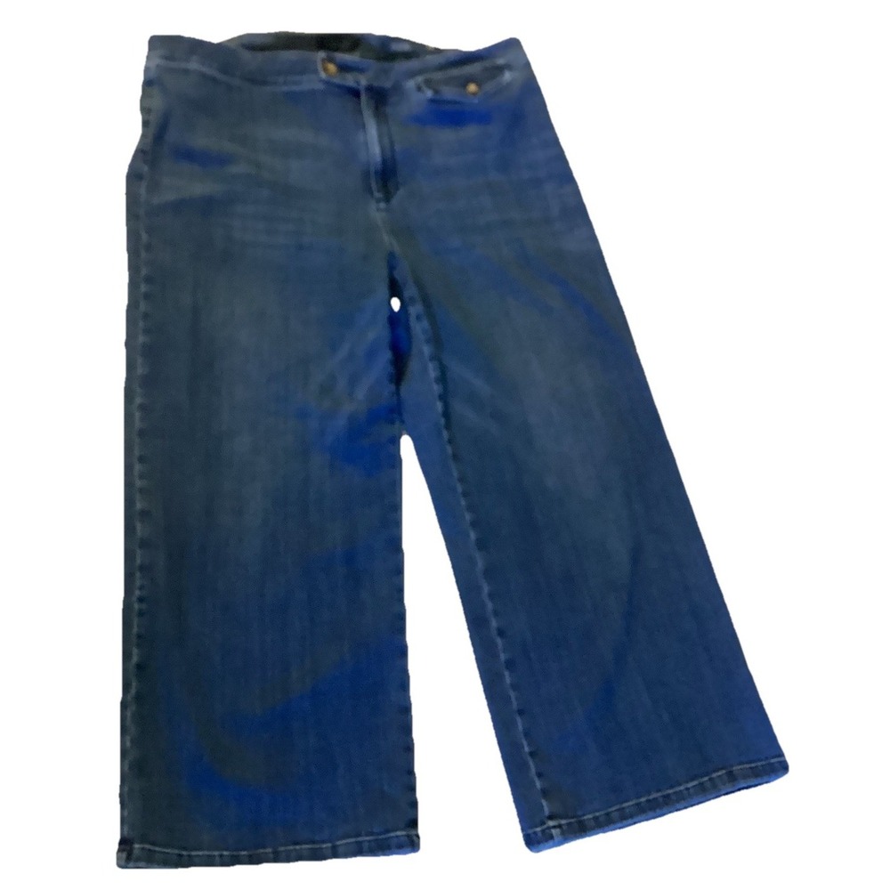 J Jill Denim Jeans Women's 14 Tab Waist Full Leg Crops Medium Wash Blue Casual